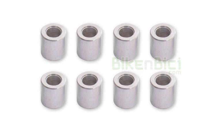 TRIAL PEDALS SPACERS SET - Spacers set for Monty Eagle Claw horseshoe pedals and compatible ones using spacers between pedal body and horseshoe. Made in aluminium. Size 10x8.5mm. 6mm of diameter hole. Silver finished. Weight of 8 units set: 10 grams.