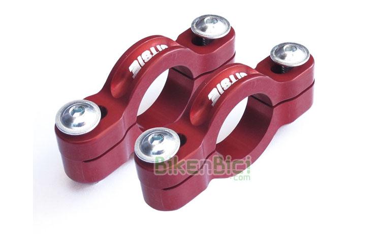 JITSIE BRAKE CLAMPS RED - Brake clamps from Jitsie brand, Race range, for Trial and Biketrial bicycles are using hydraulic rim brake system as Magura HS33. Designed to get the best braking power in any situation. Made in high quality aluminium and CNC machined. Red anodized. 29 grams of weight (without screws).